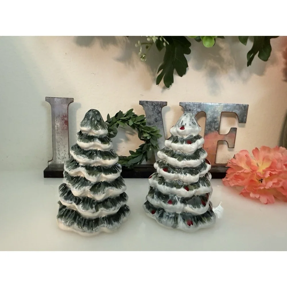 Vintage Snowy Evergreen Ceramic 4